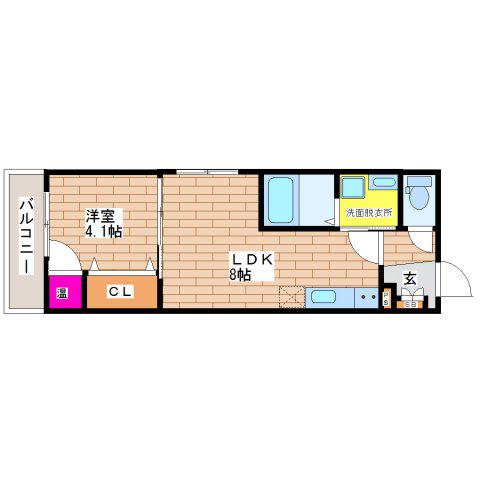 F MAISON VERDE(1LDK/3階)の間取り写真