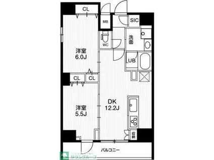 ジェノヴィア両国Vスカイガーデン(2LDK/9階)の間取り写真