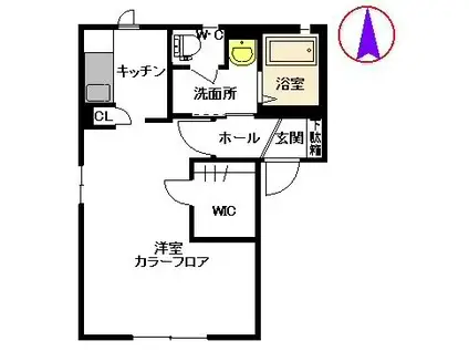 ステュディオ  I棟(ワンルーム/1階)の間取り写真
