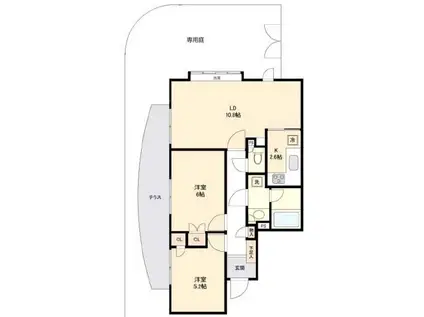 ムサシノコート早稲田(2LDK/1階)の間取り写真