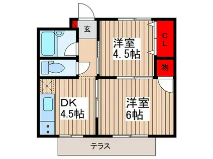 ベルハイツA(2DK/1階)の間取り写真