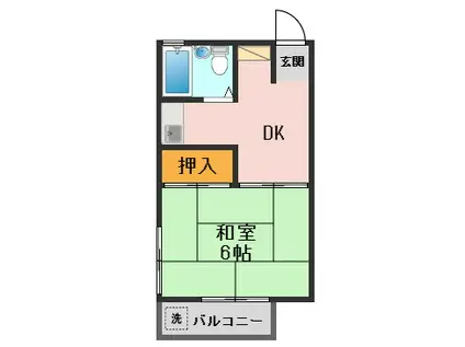 パールハイツ(1DK/2階)の間取り写真