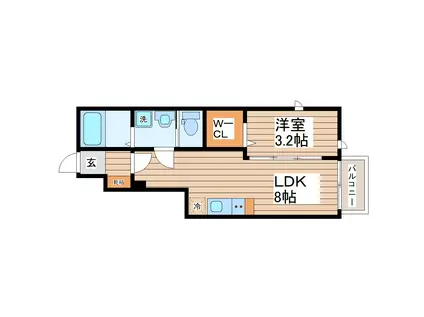 マノアーレ名取駅西 B(1LDK/1階)の間取り写真