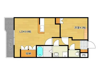 ヒールコートA&G(1LDK/1階)の間取り写真