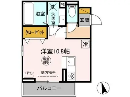 ブリスガーデン(ワンルーム/2階)の間取り写真