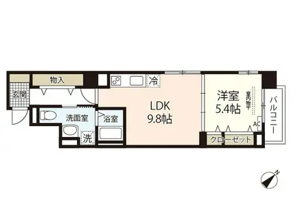ボン シャンス(1LDK/2階)の間取り写真