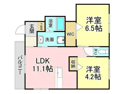 レガシーコートI(2LDK/1階)の間取り写真
