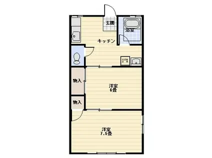 リバース(2DK/1階)の間取り写真