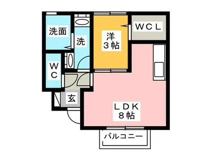 ルビーフィールド(1LDK/1階)の間取り写真