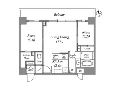 コスモグラシア内神田(2LDK/3階)の間取り写真