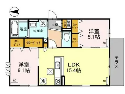 阪急京都線 総持寺駅 徒歩12分 3階建 築4年(2LDK/2階)の間取り写真