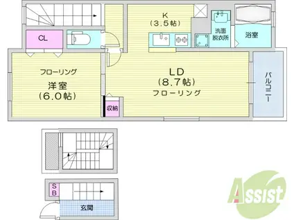 ブライトⅠ(1LDK/3階)の間取り写真