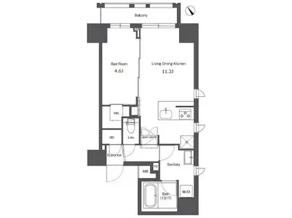 コンフォリア台東根岸(1LDK/2階)の間取り写真
