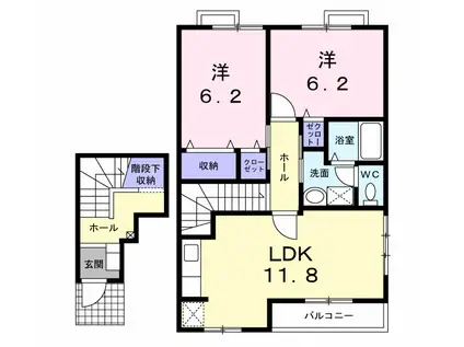 リバ-サイド広徳(2LDK/2階)の間取り写真