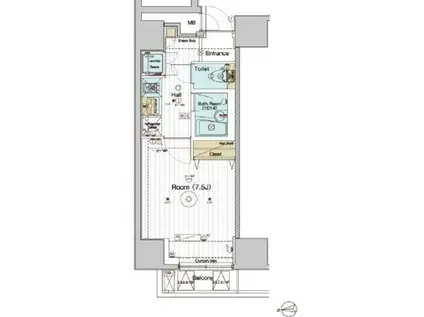 ベルグレード HJ(1K/3階)の間取り写真