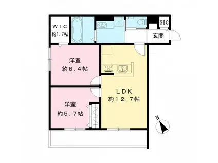 フィカーサ柏の葉(2LDK/3階)の間取り写真