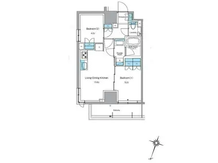 ルフォンプログレ渋谷ヒルトップ(2LDK/12階)の間取り写真