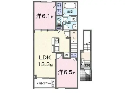 ロッソ・コルサ I(2LDK/2階)の間取り写真