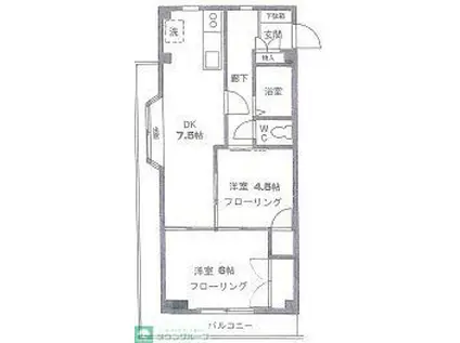 東大宮マンション(2DK/4階)の間取り写真