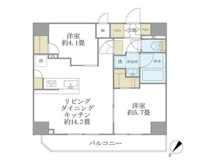アジールコート町屋(2LDK/5階)の間取り写真