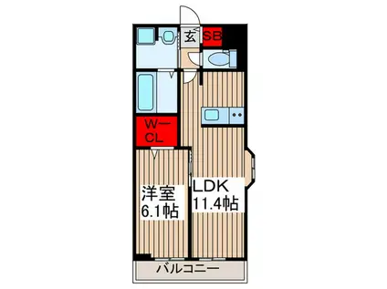 メゾン・シュシュII(1LDK/2階)の間取り写真