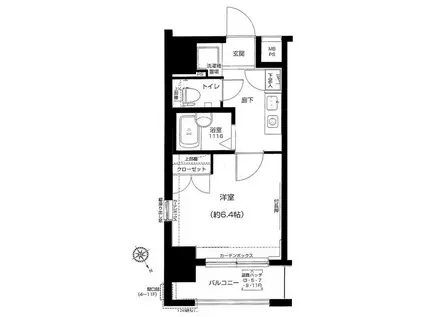 メインステージ門前仲町(1K/7階)の間取り写真