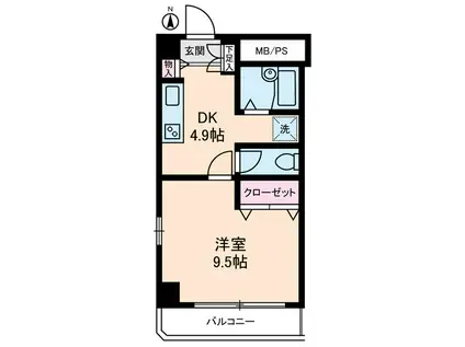 ダイヤモンドレジデンス白河(1DK/5階)の間取り写真