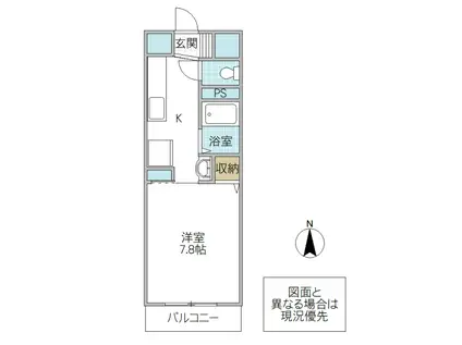 ワイズフラッツNC(1K/2階)の間取り写真