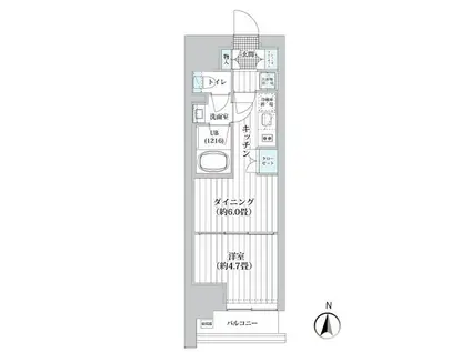 ライオンズフォーシア清澄白河(1DK/3階)の間取り写真