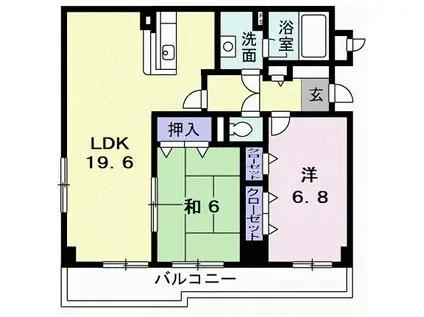 ベルヴェデーレ調布(2LDK/1階)の間取り写真