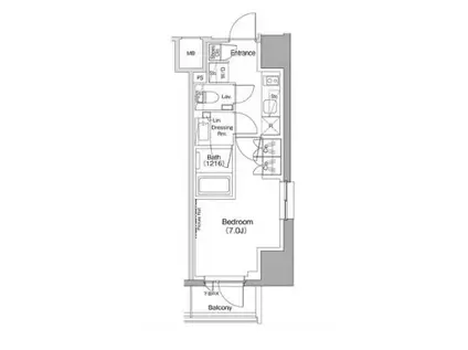 N ザ・パークハビオ五反田(1K/5階)の間取り写真