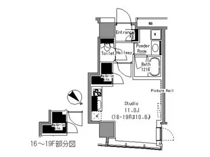 マイタワーレジデンス(ワンルーム/15階)の間取り写真
