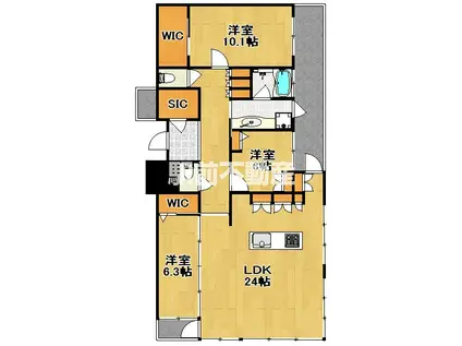 アイランドシティオーシャン&フォレストタ(3LDK/45階)の間取り写真