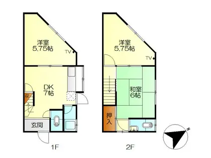広駅前アパート(3DK/1階)の間取り写真