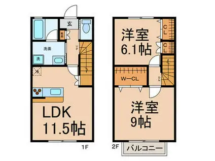 アルケー(2LDK/1階)の間取り写真