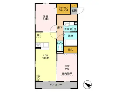 LA・LUCE(2LDK/2階)の間取り写真