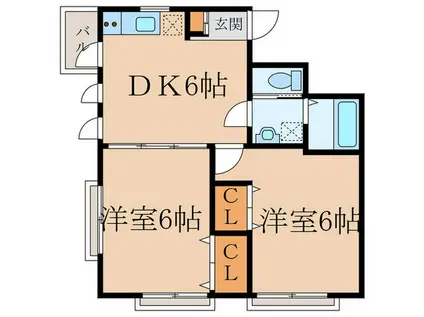 サウザンドテラス(2DK/2階)の間取り写真