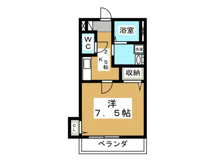 クレール・西国立(1K/2階)の間取り写真