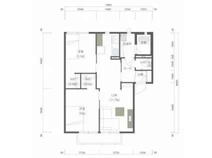フィールドトップD(2LDK/1階)の間取り写真