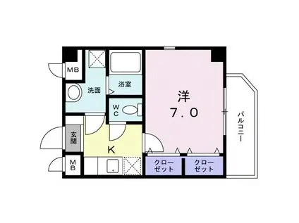 カーサ・ルル(1K/2階)の間取り写真