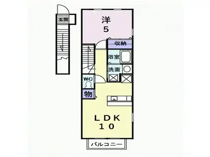 エヴァーグリーンII(1LDK/2階)の間取り写真