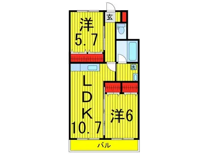 エムケーコーポ綾瀬(2LDK/1階)の間取り写真