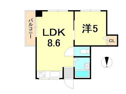 サンビルダー三宮東(1LDK/2階)の間取り写真