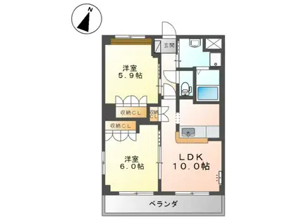 メゾン・エトワールII(2LDK/2階)の間取り写真