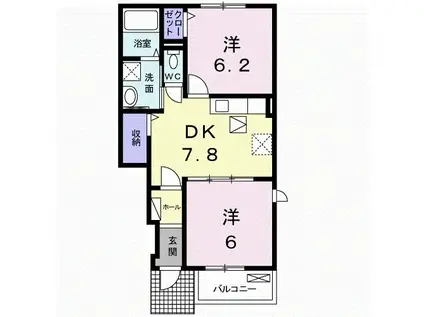 ハイツグリーンスカイII(2DK/1階)の間取り写真