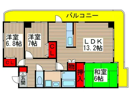 アイングレース八千代(3LDK/6階)の間取り写真