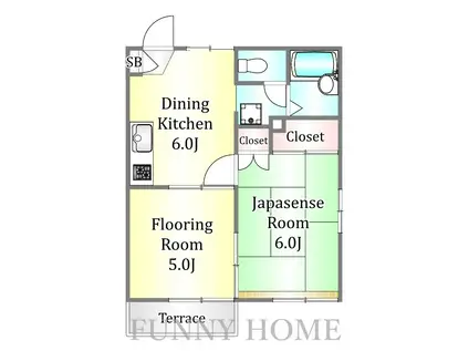 プレザンスコート(2DK/1階)の間取り写真