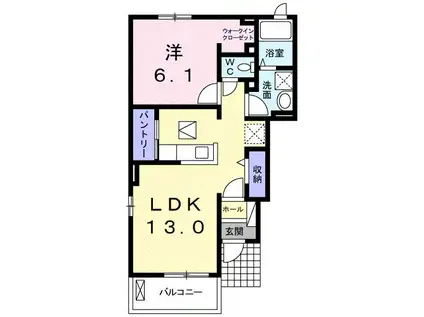 エテルノ エスポワールI(1LDK/1階)の間取り写真