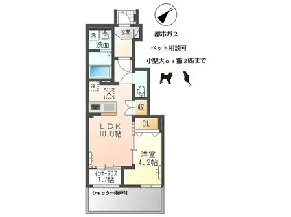 サクラII(1LDK/1階)の間取り写真