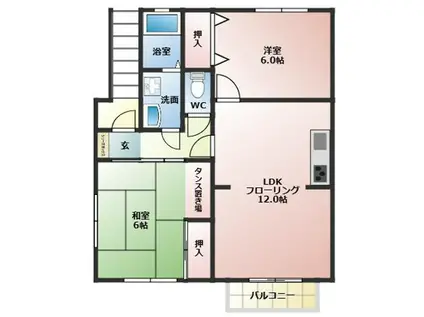 タウンハイツTOEI B棟(2LDK/2階)の間取り写真